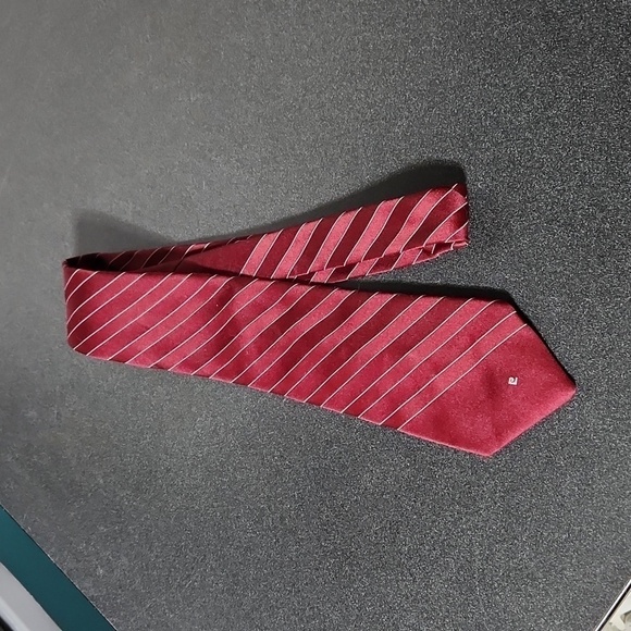 Men's Striped Red Necktie by Pierre Cardin - Picture 1 of 8